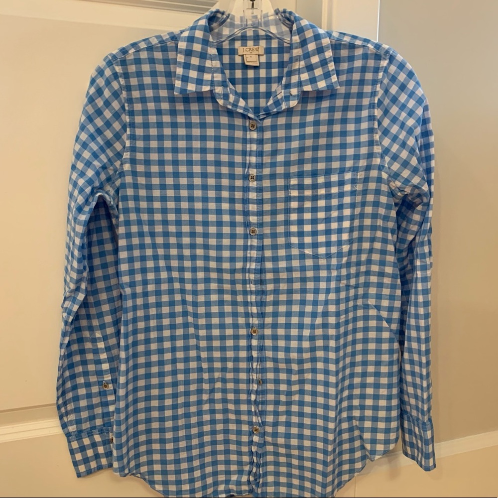 J Crew Gingham Plaid Check Button Down Shirt